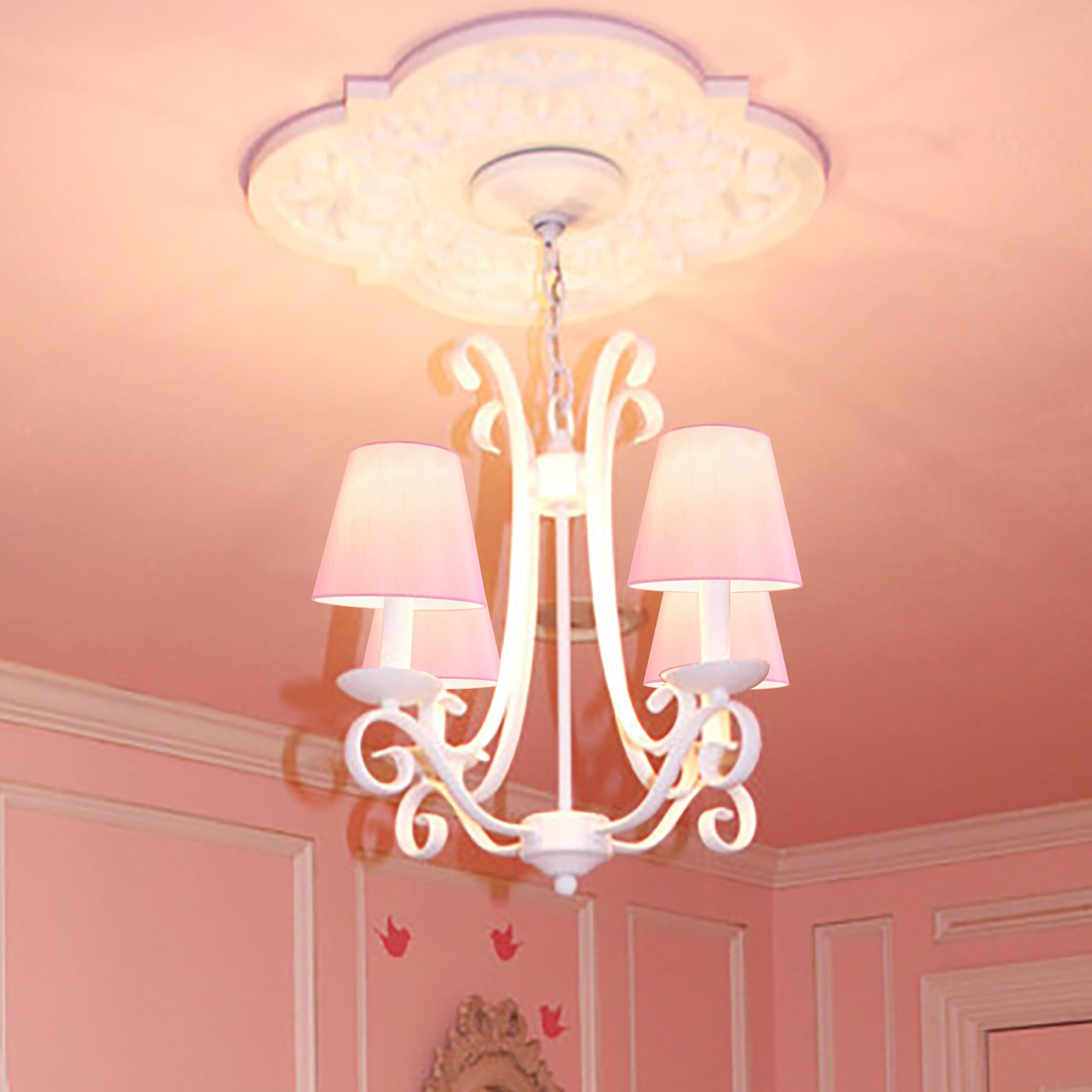 GO&SO Set di 6 paralumi per lampadario, lampadina a clip, 10,2 x 15,2 x 12,7 cm, tessuto rosa | Paralume piccolo per sostituzione lampade da tavolo,Per applique da parete soggiorno,Elegante paralume