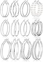 FANDYJewelry 12 Pairs Gold Hoop Earrings for Women - Hypoallergenic Large Hoops 40mm/50mm Thin Thick Set Jewelry Gift