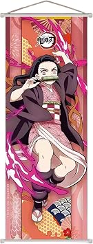 NOLA SHOP Anime Wall Scroll Banner, Nezuko Character Design, Soft Fiber Fabric, 27.5 x 9.8 Inches, Vertical Hanging Poster for Bedroom and Gaming Room Decor