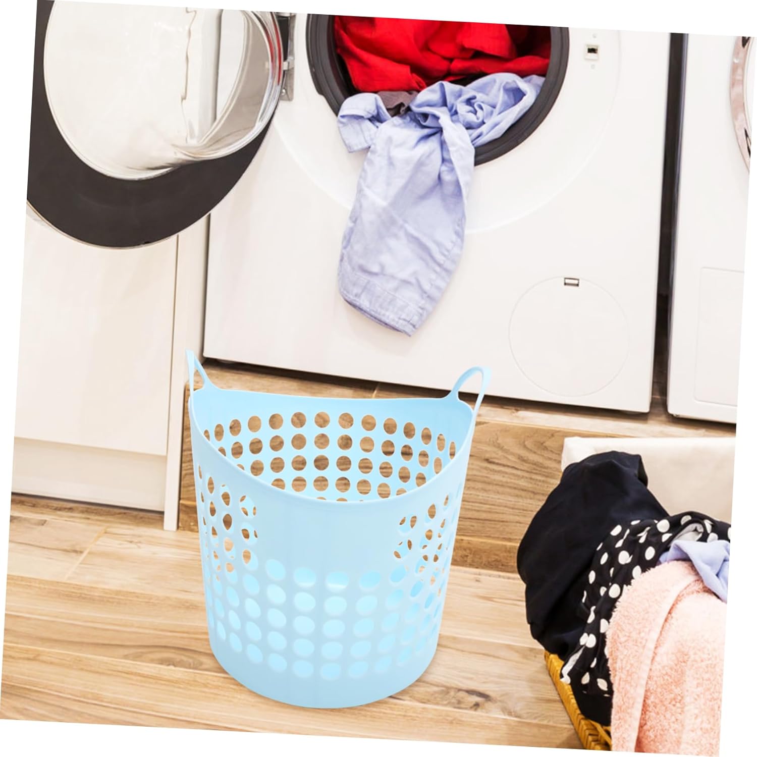 IMIKEYA Portable Laundry Basket Laundry Hamper Baskets Plastic Storage Bins Round Storage Bins Basket for Laundry Storage Basket with Handles Bathroom Basket Clothes Hamper Toy
