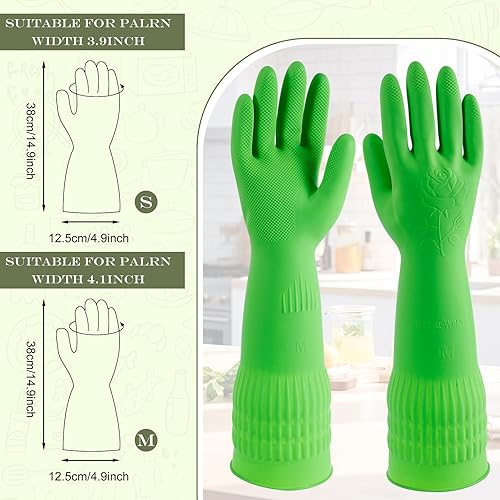 Miniatura 2 de 3 pares de guantes de goma para lavar platos, guantes de limpieza de goma, guantes de cocina reutilizables para el hogar, impermeables