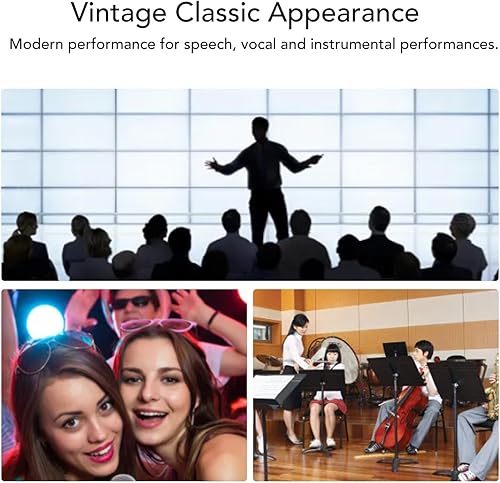 Miniatura 4 de Micrófono vocal clásico retro dinámico, micrófono cardioide profesional de rendimiento en vivo, micrófono antiguo de grabación vocal universal para