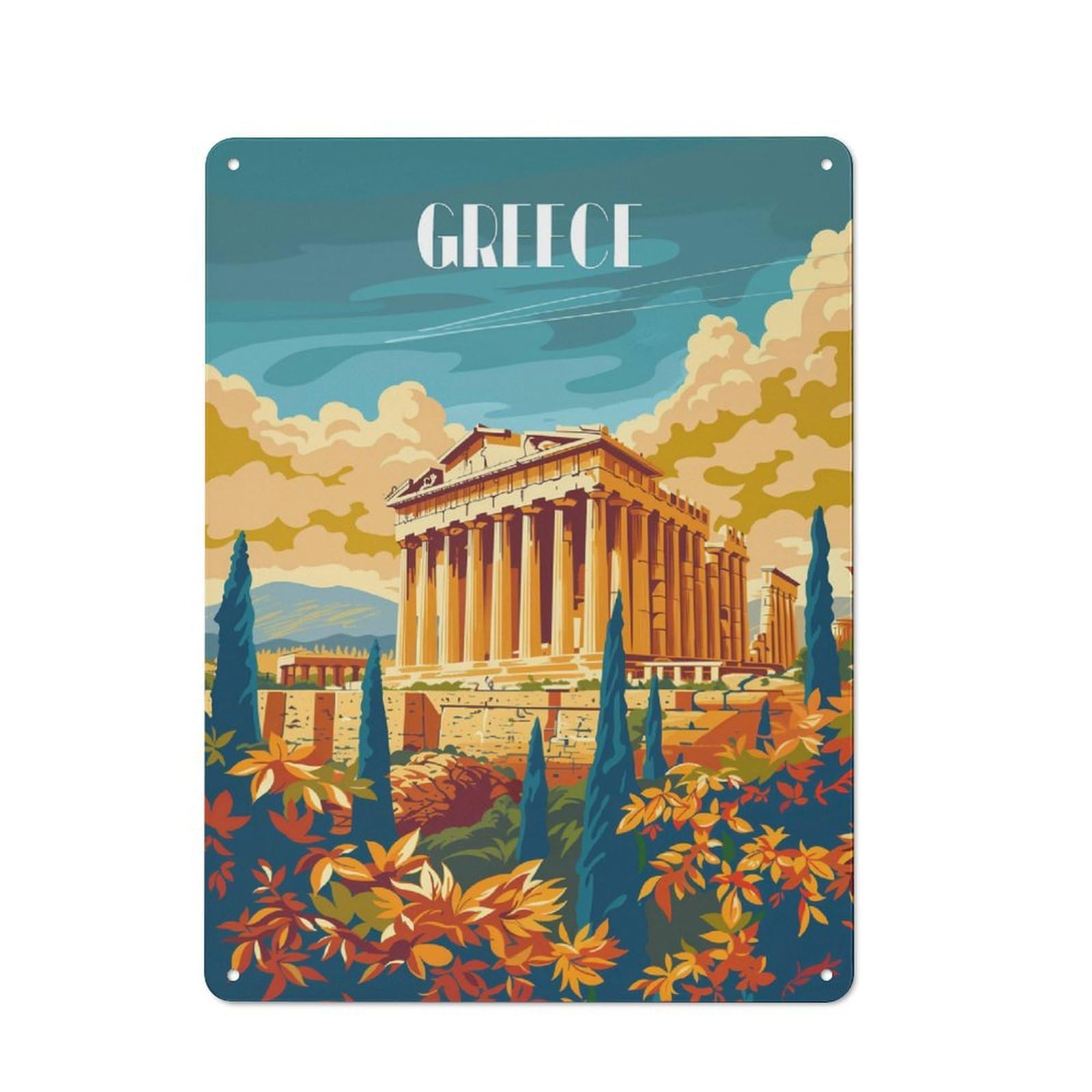 Junmoney Style-15 Metal Plaque 40X30cm With Ancient Greece Glory For Hallway Wall, Rustic Decor, A Metal Wall Feature For Hallways And Entrance Areas