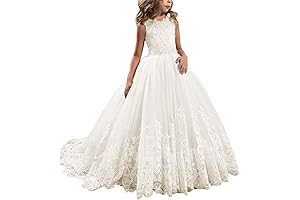 Princess Lilac Long Girls Pageant Dresses Kids Prom Puffy Tulle Ball Gown 👗