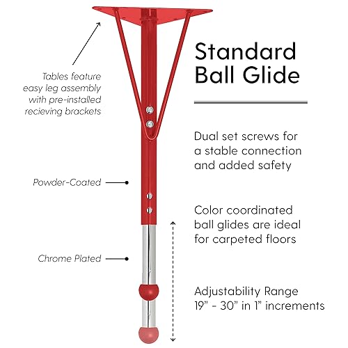 Miniatura 3 de FDP - Mesa rectangular para actividades escolares y de oficina (30 x 60 pulgadas), patas estándar con deslizadores de bolas, altura ajustable de 19