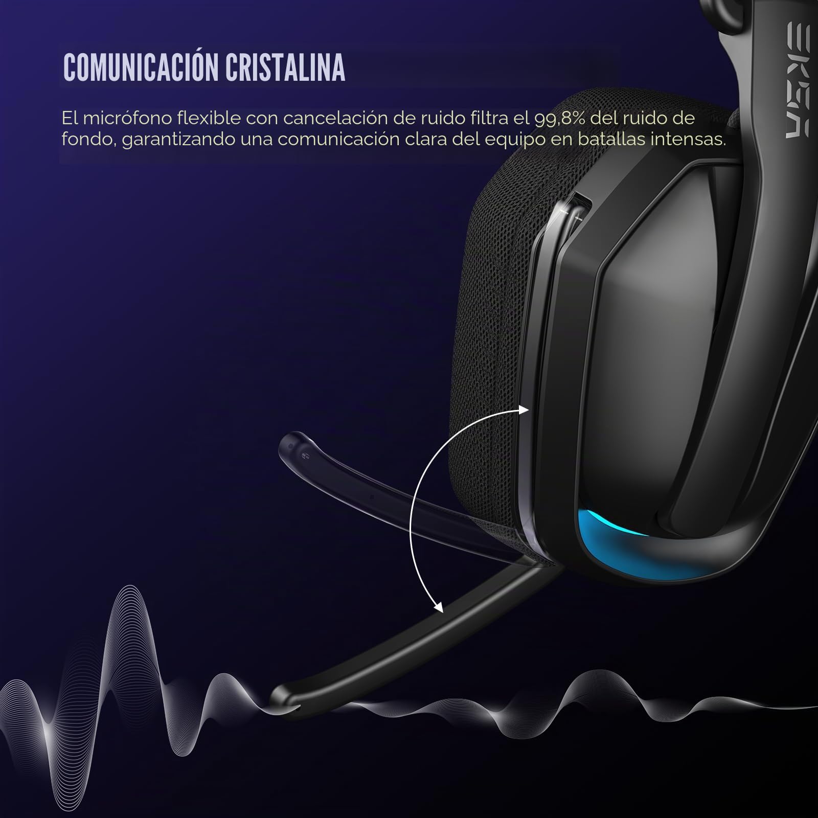 EKSA G19 BT Cascos Gaming Inalámbricos,4 en 1 Auriculares Gaming con Micrófono USB 30ms Baja Latencia Gaming Headset BT 5.4 y RGB Luz, para PC PS5 PS4 Mac Móvil