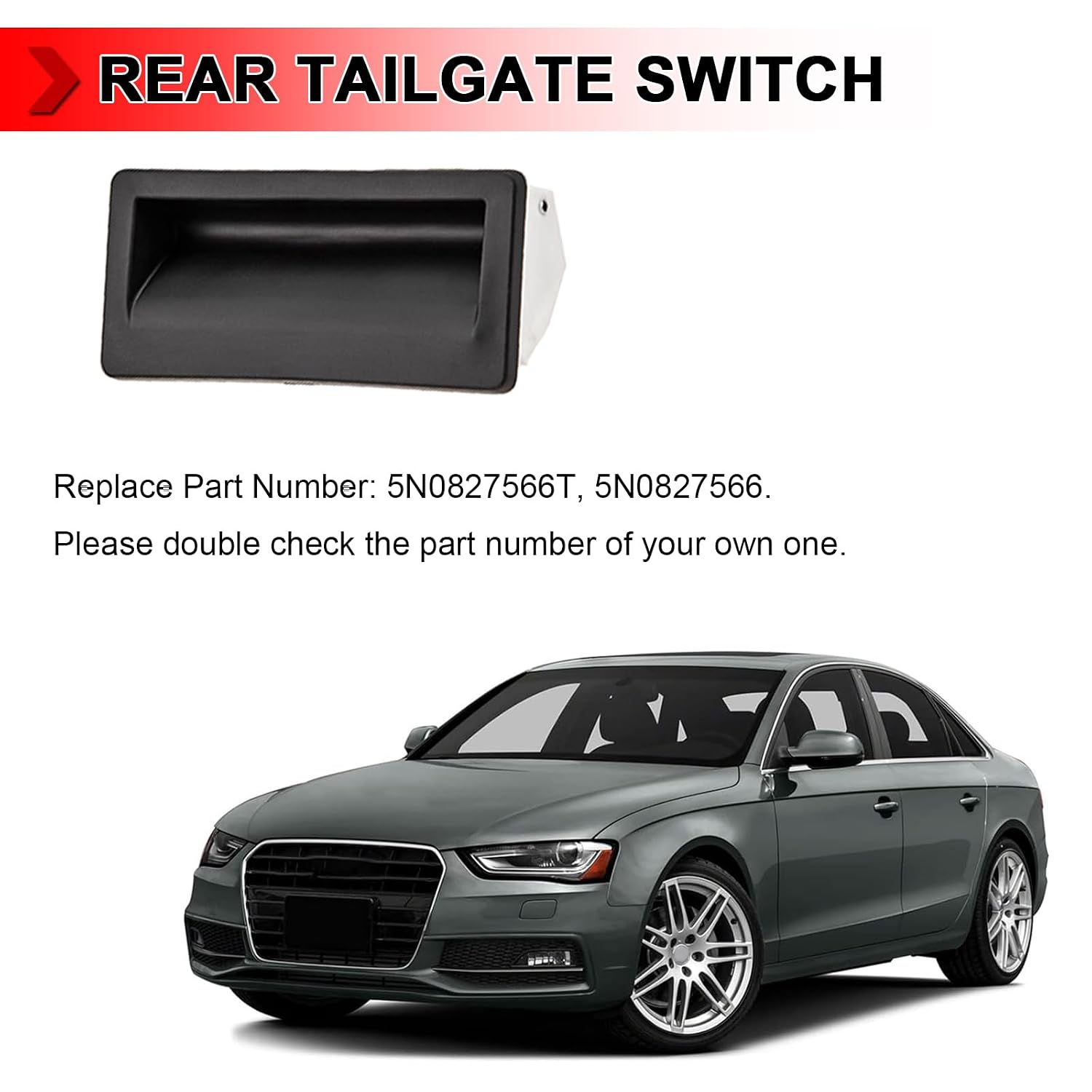 5N0827566T 5N0827566 Car Rear Trunk Release Switch, Rear Trunk Tailgate Rear Door Switch Replacement for Volkswagen Jetta 2010-2018 for Volkswagen Tiguan 2009-2017, YYUS-A1-XJ5301