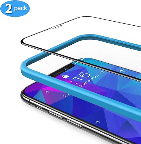 TAMOWA Pezzi Vetro Temperato per iPhone X XS  Copertura Completa Pellicola Protettiva Vetro Temperato per iPhone X XS   Telaio Installazione Incluso     Touch  Face Compatible Nero