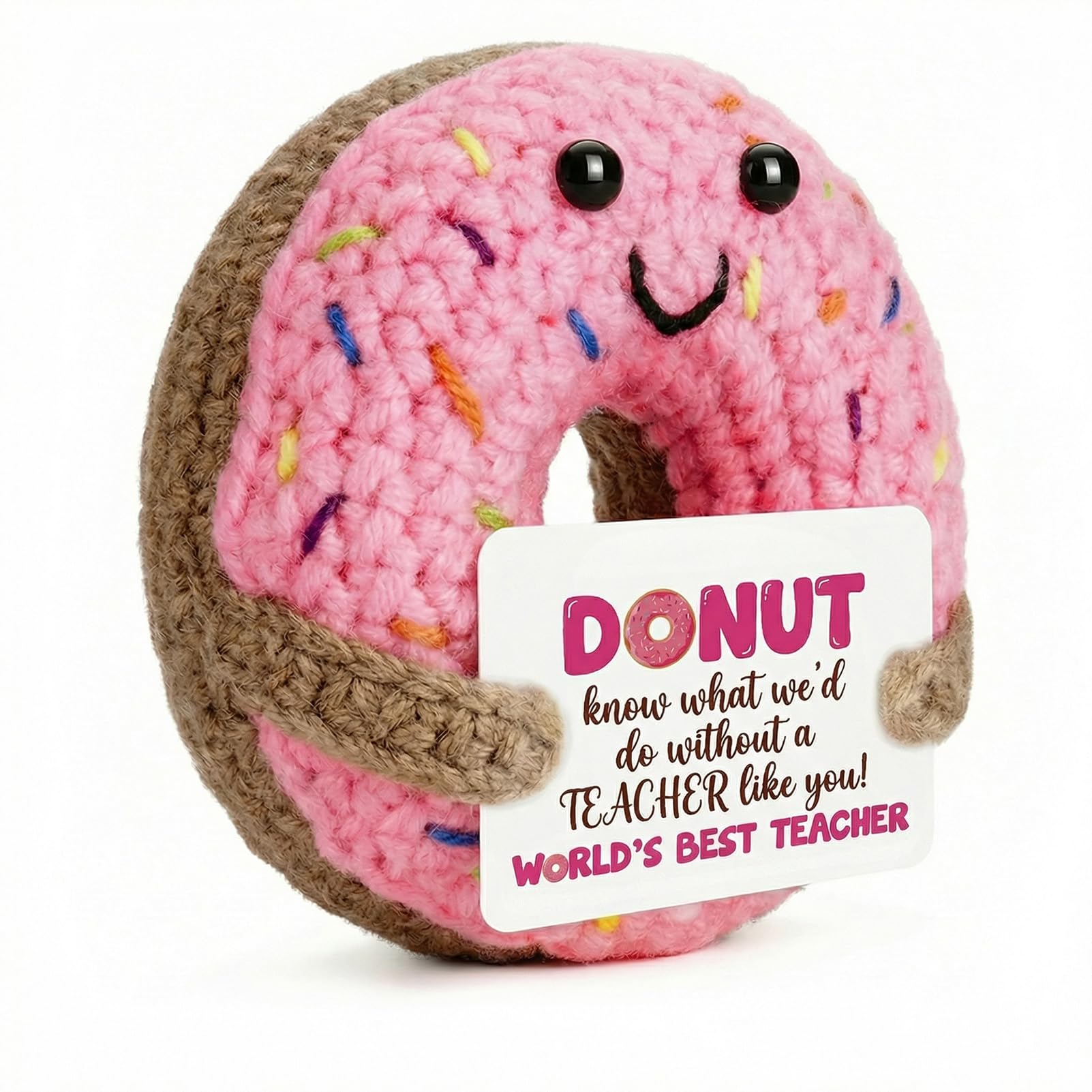 GZGTUU Crochet Donut Plush Toy Adorable Doughnut Stuffed Animal Soft Mini Plushie Pillow for Stress Relief Teacher