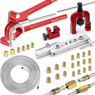 smseace 26Pack 3/16 Inch Brake line kit Include 25 FT Zinc-Plated Brake Lines with Fitting(16pcs Fittings,2pcs Union+4pcs Nut) Brake line Bender,Single Flare Tool,Cutter 3/16 Inch Brake line kit