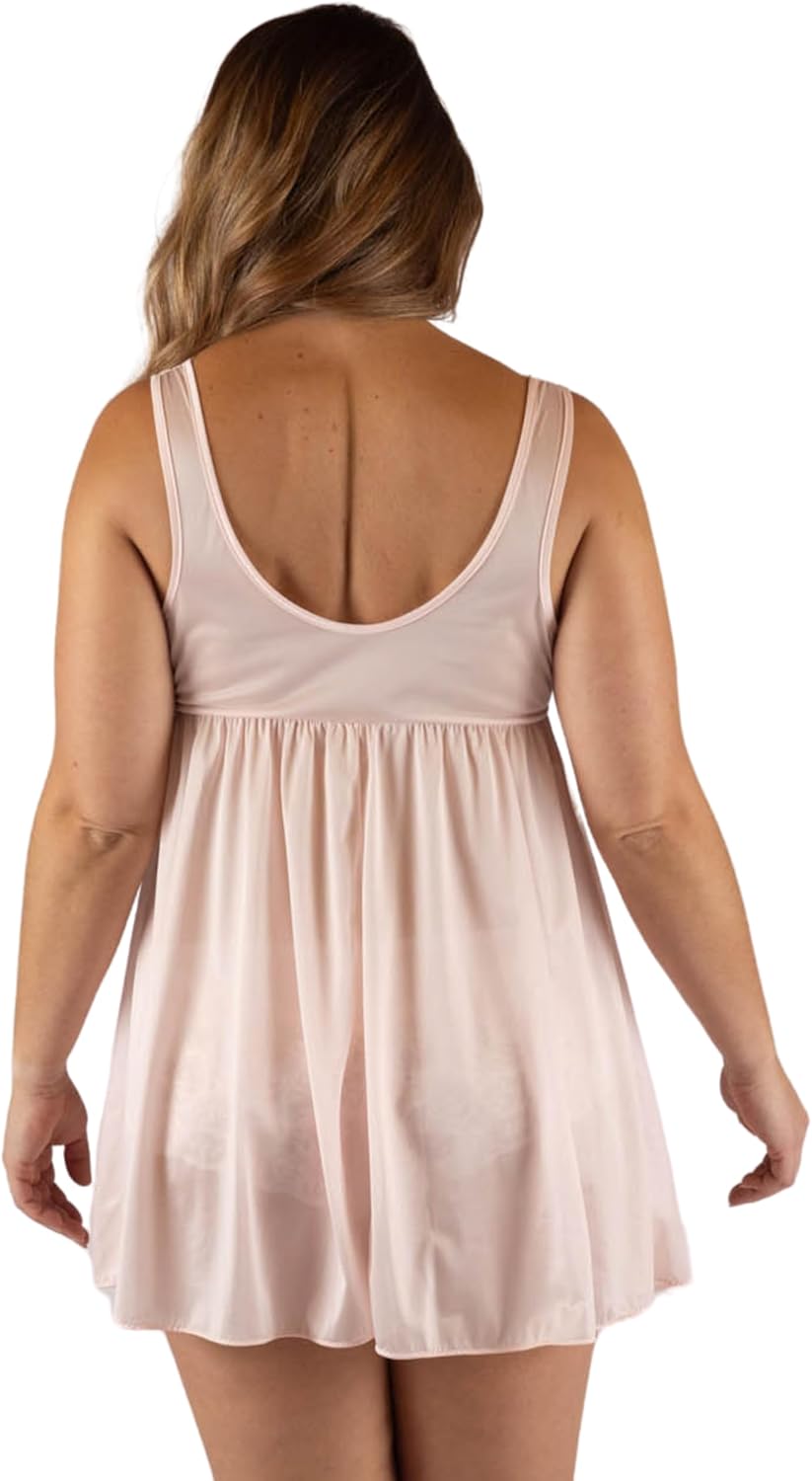 Shadowline Women's Babydoll Short Nightgown Silhouette Nylon Lace Sleepwear
