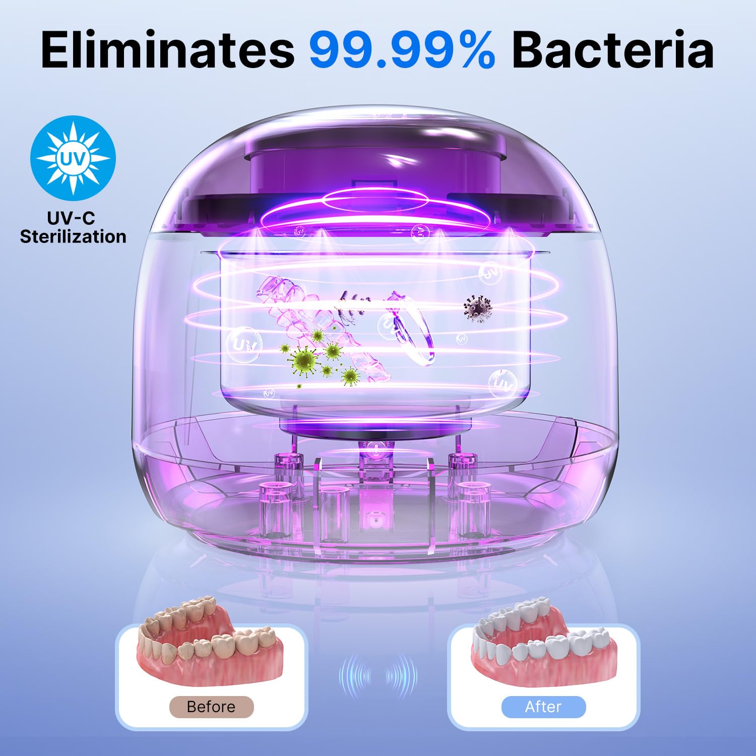 ITSHINY Nettoyeur Ultrasons 45000Hz 200ml Lampe UV 25W Ultrasonic Cleaner