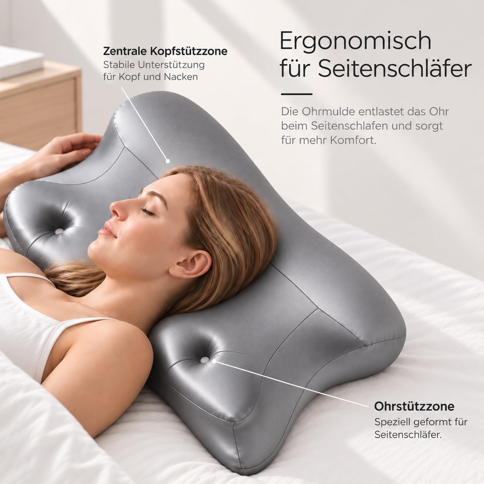 Ergonomisches Schmetterlingskissen aus Memory Foam mit Kühlbezug