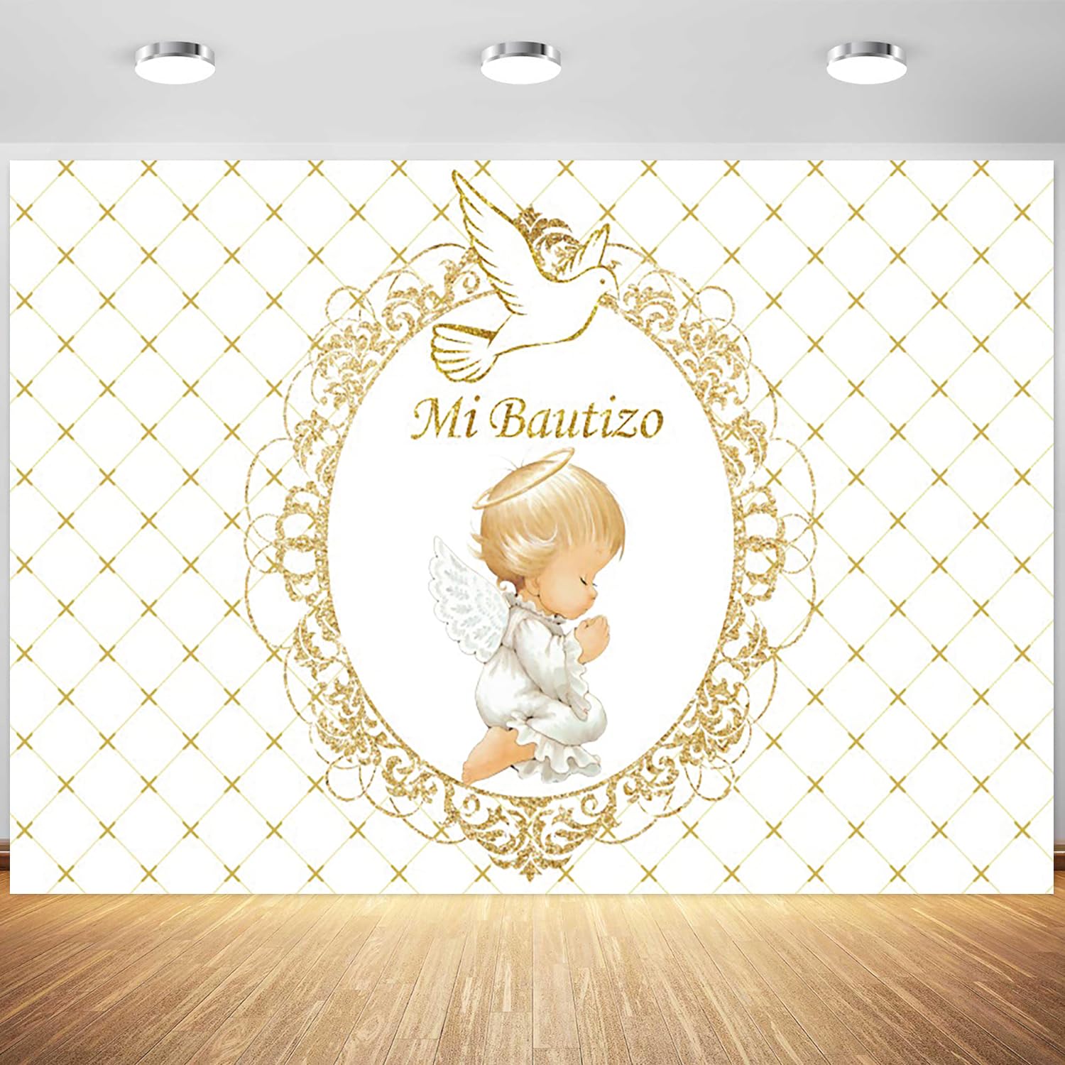 5x3ft Mi Bautizo Backdrop My Baptism First Holy Communion Photography Background Newborn Boys Girls Baby Shower Party Banner Decorations Supplies Photo Booth Props