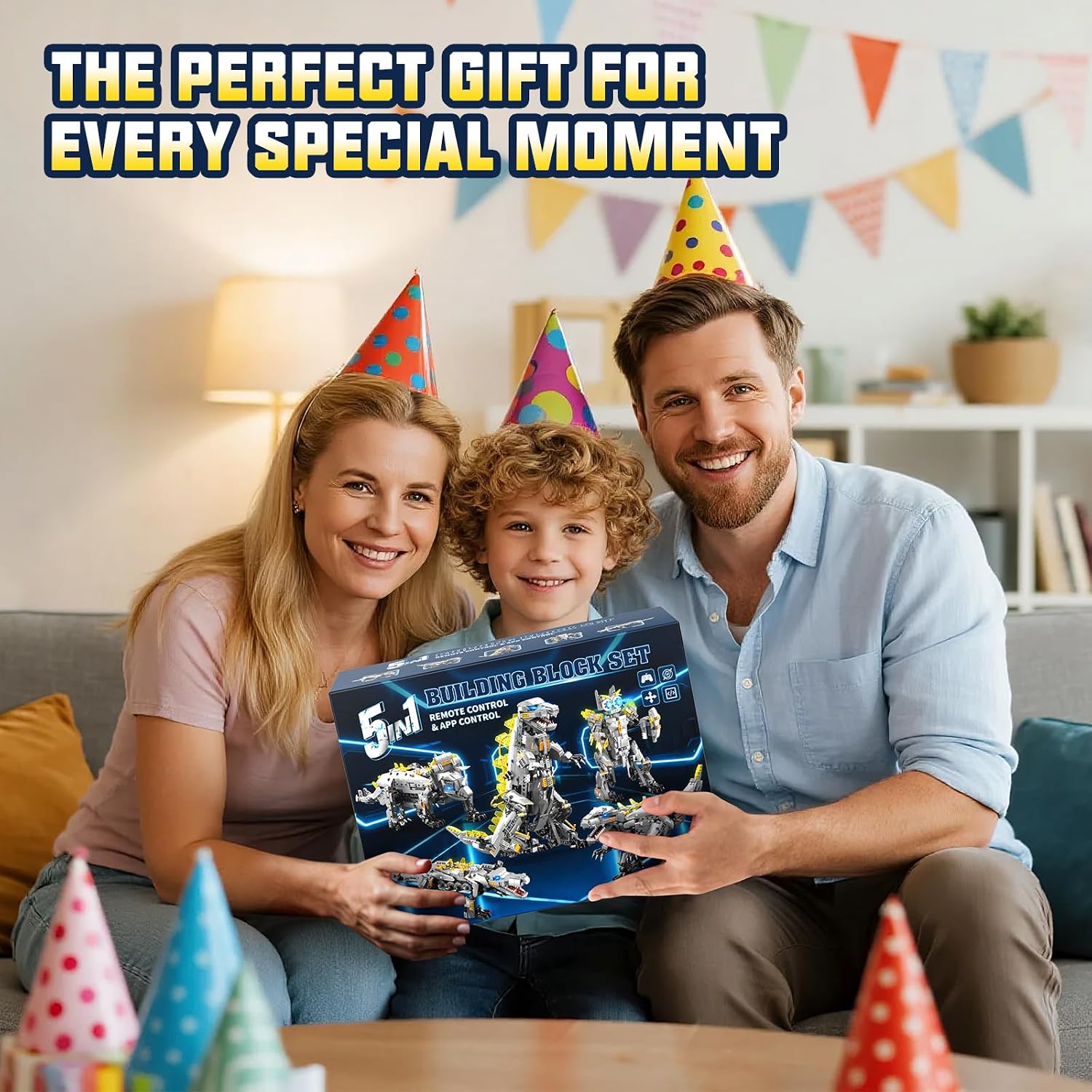 ADUSRIZ Dinasour Toys for Kids Building Set, 935 PCS App & Remote Control Robotics Kit, 5-in-1 Tyrannosaurus/Triceratop/Crocodile/Robot/Monster STEM Toys for Boys Girls Age 6 7 8 9 10 11 12+ Year Old
