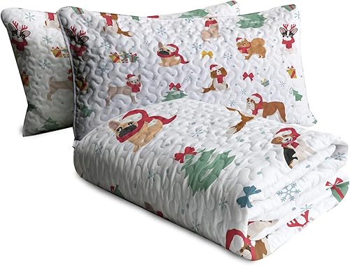 Miniatura 6 de BlessLiving Juego de edredón de Navidad con diseño de perro, tamaño individual, para niños, lindo diseño de cachorro, tamaño 68 x 86 pulgadas,