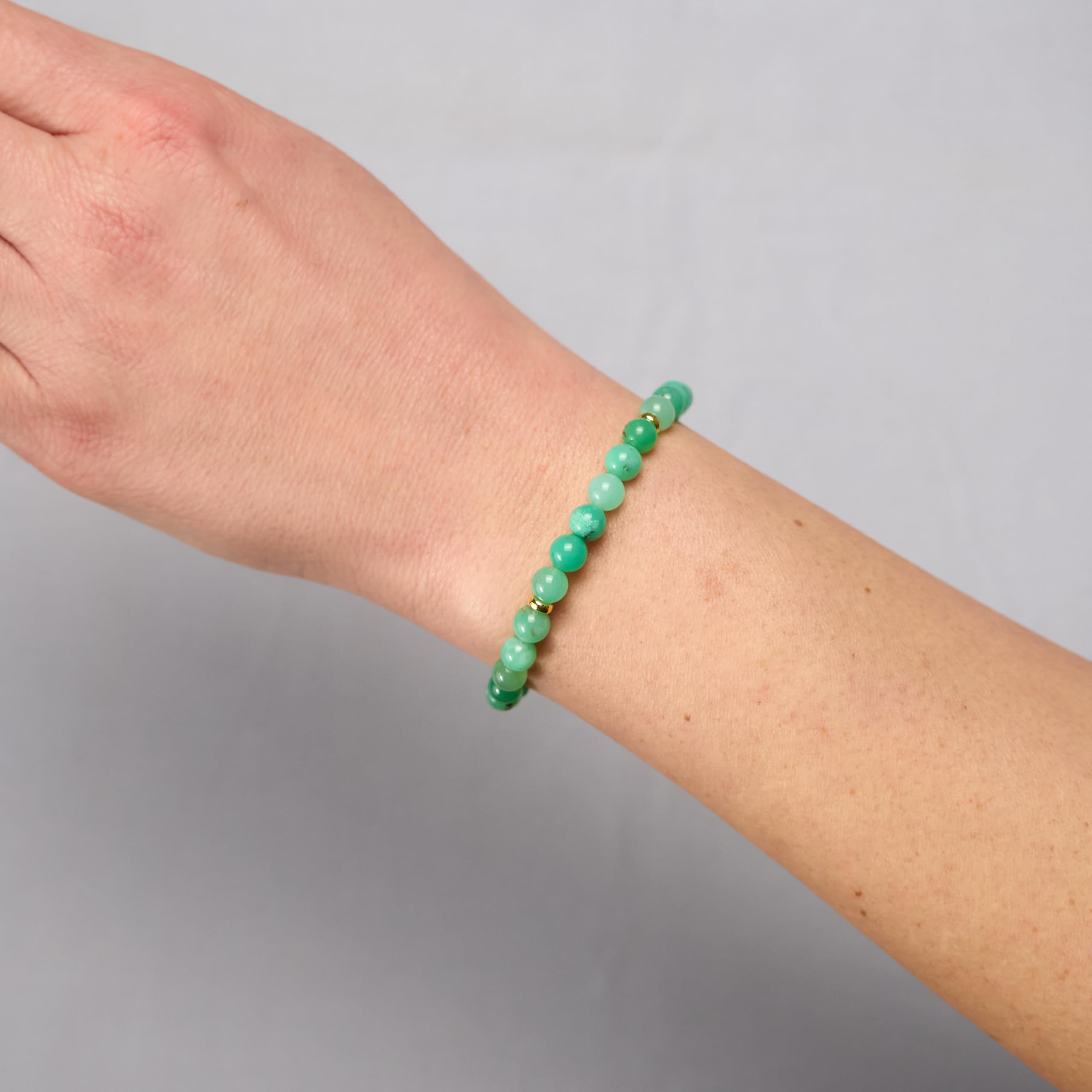 Chrysopras Armband - Edelstein-Armband - 925 Silber vergoldet - Perlenarmband