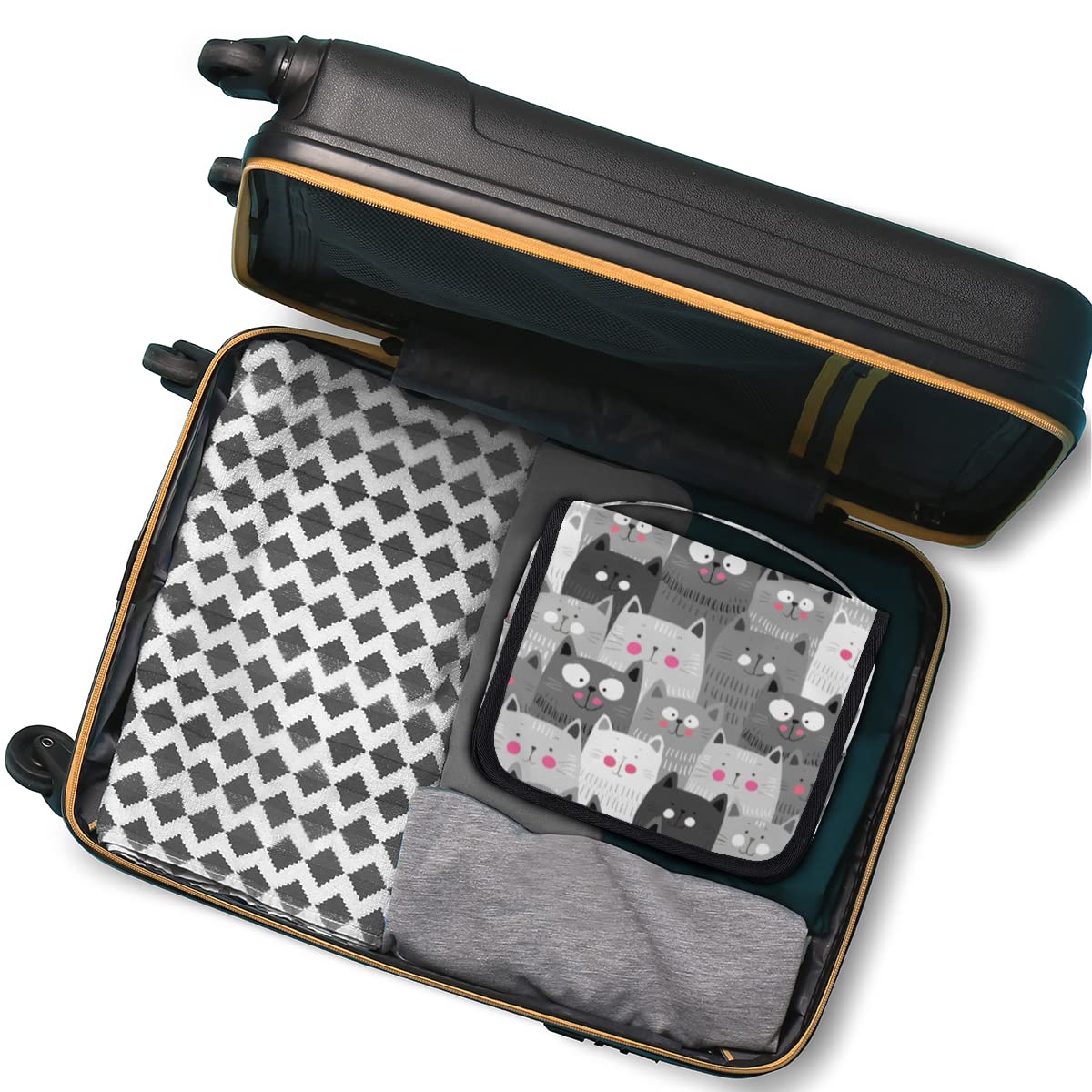Uroczy kotek Caeroon Podróżna kosmetyczka Zwierzę Mycie Torba Unisex Wiszące przybory toaletowe Kosmetyczka Organizer do makijażu, wielobarwny, Jeden rozmiar