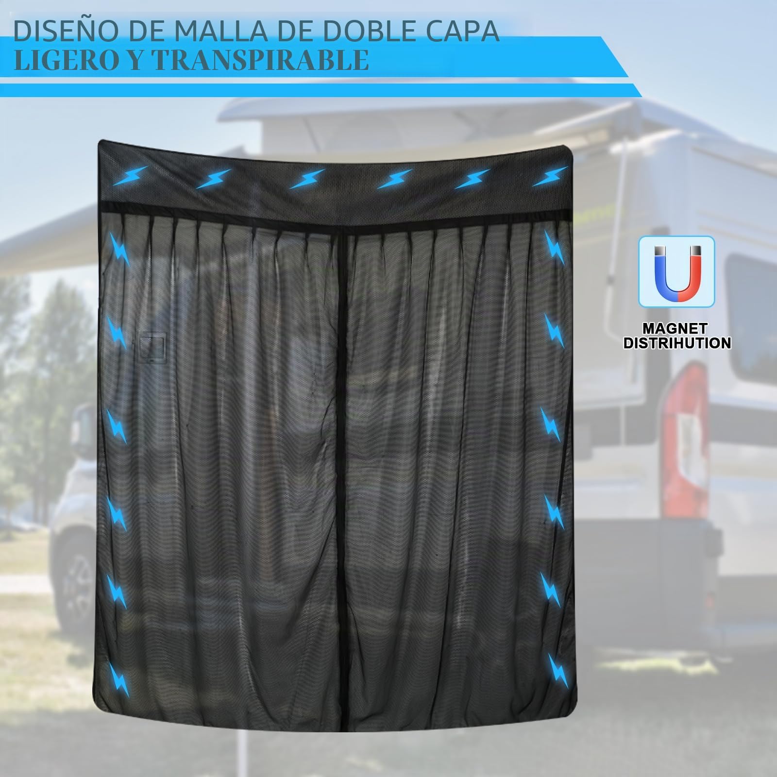 Mosquitera de Coche JinsenTGG Reemplazo para FIAT Ducato/Peugeot Boxer/Citroen Relay 2006-2024 (X250/X290 H2/H3/L2L3L4), Mosquitera Magnética de Una Capa para Puerta Trasera