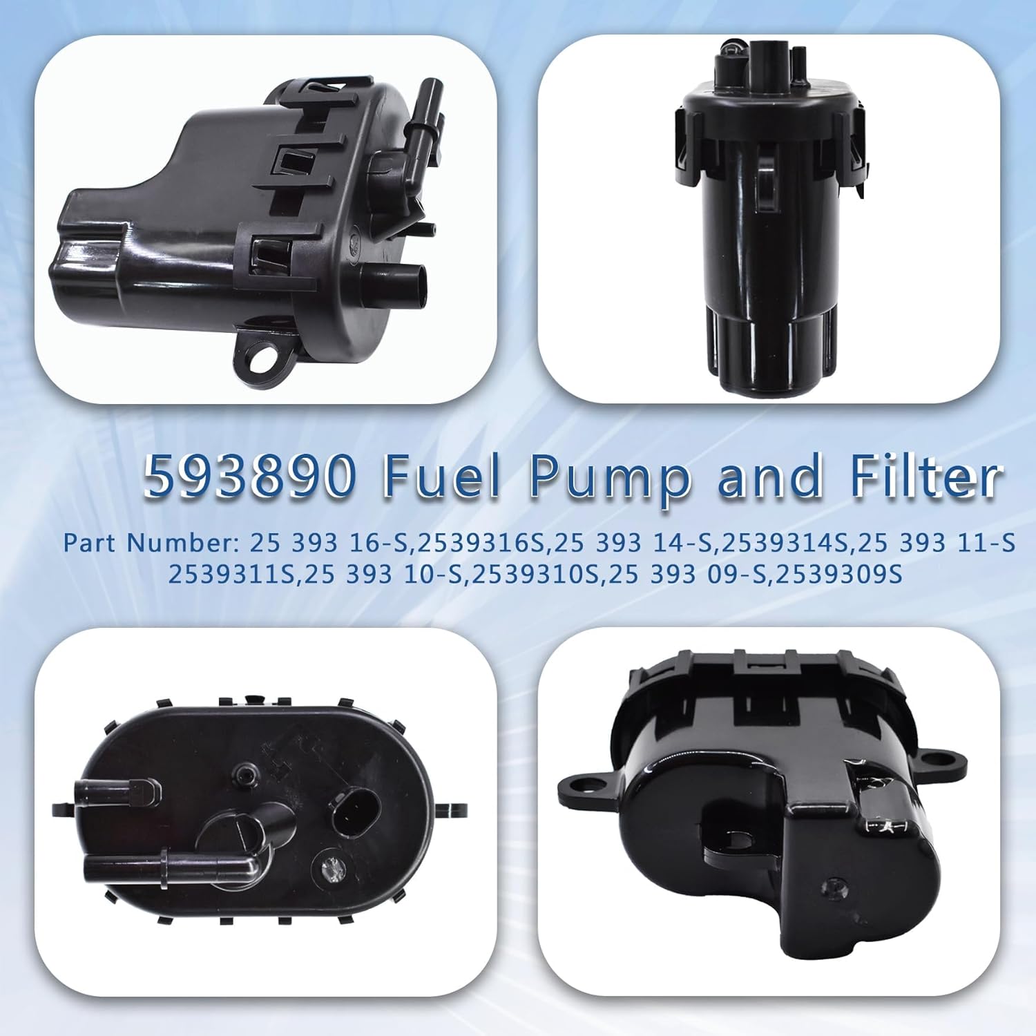 WFLNHB 593890 Filter Lawn Mower Fuel Pump Module and Filter Replacement for Kohler ECH ECV 25 393 16-S