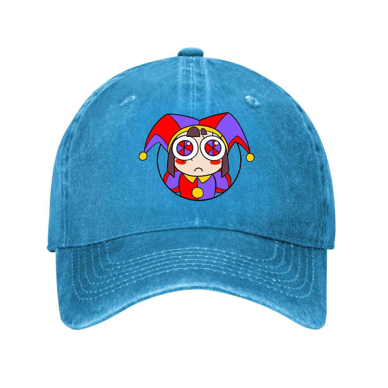 Kciutud Pomni Door Blue Washed Denim Baseball Cap Adjustable Vintage Distressed Dad Hat Men Women Retro Soft Cotton Unstructured Size is: One Size