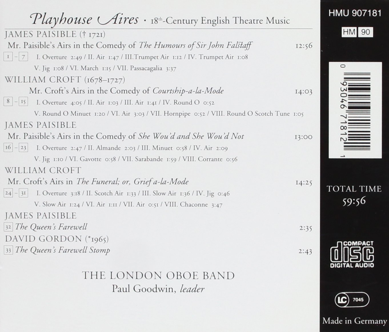 Playhouse Aires: 18th Ctry English Theatre Music