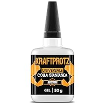 Colla istantanea in gel extra forte 50 g – Supercolla XXL con ago dosatore – trasparente, non cola, impermeabile e resistente al calore – adesivo per plastica, legno, metallo, vetro – KRAFTPROTZ ARKA