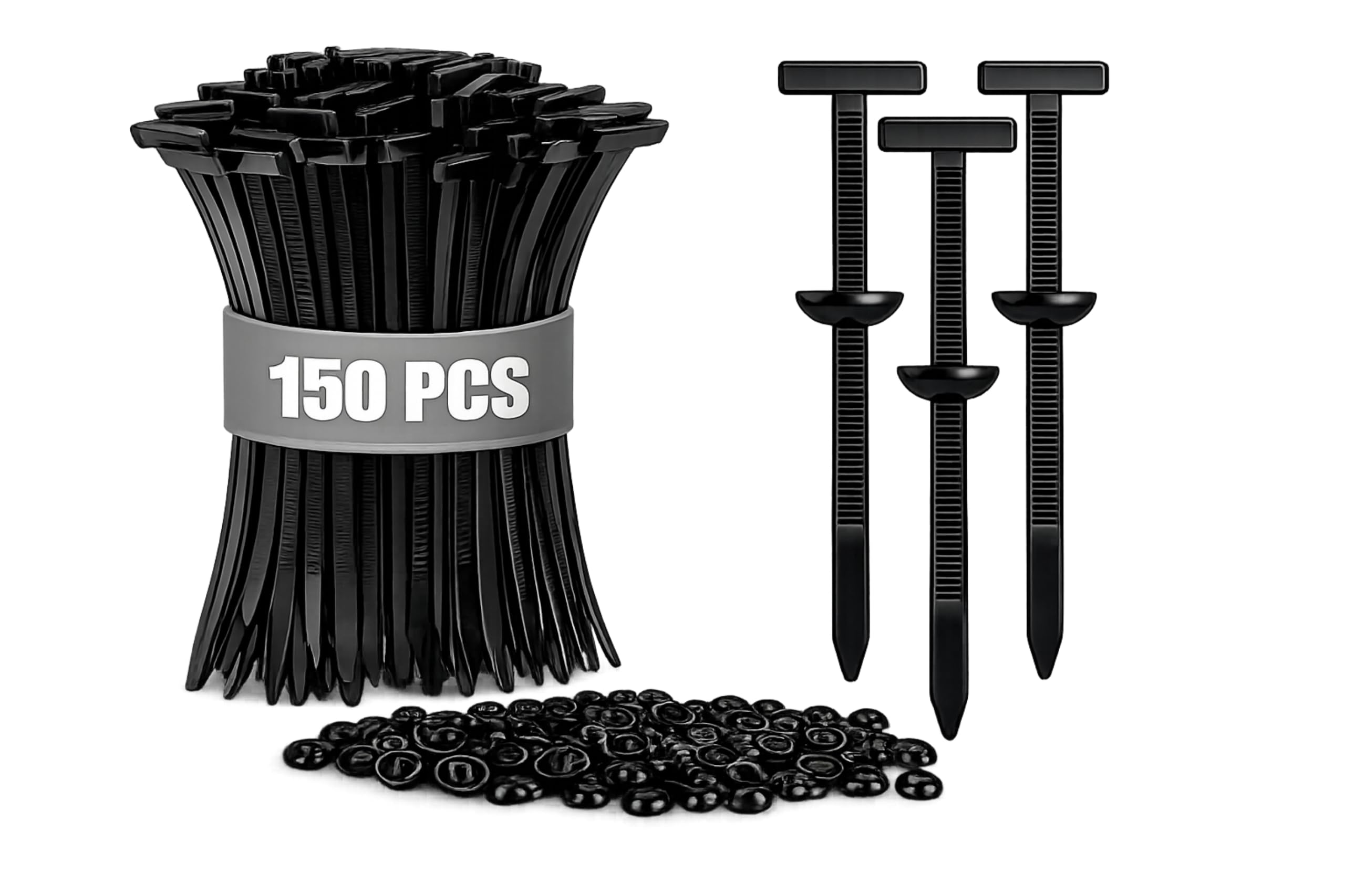 The Demon Closet150 Pcs Nylon Universal Cable Tie Buckle - Grip Auto Zip Tie Buckles with Pin & Button Design, Snap Fit Nylon Fastening Clip for Car Daily Repair Bumper Clips, Heavy Duty Black-image-36
