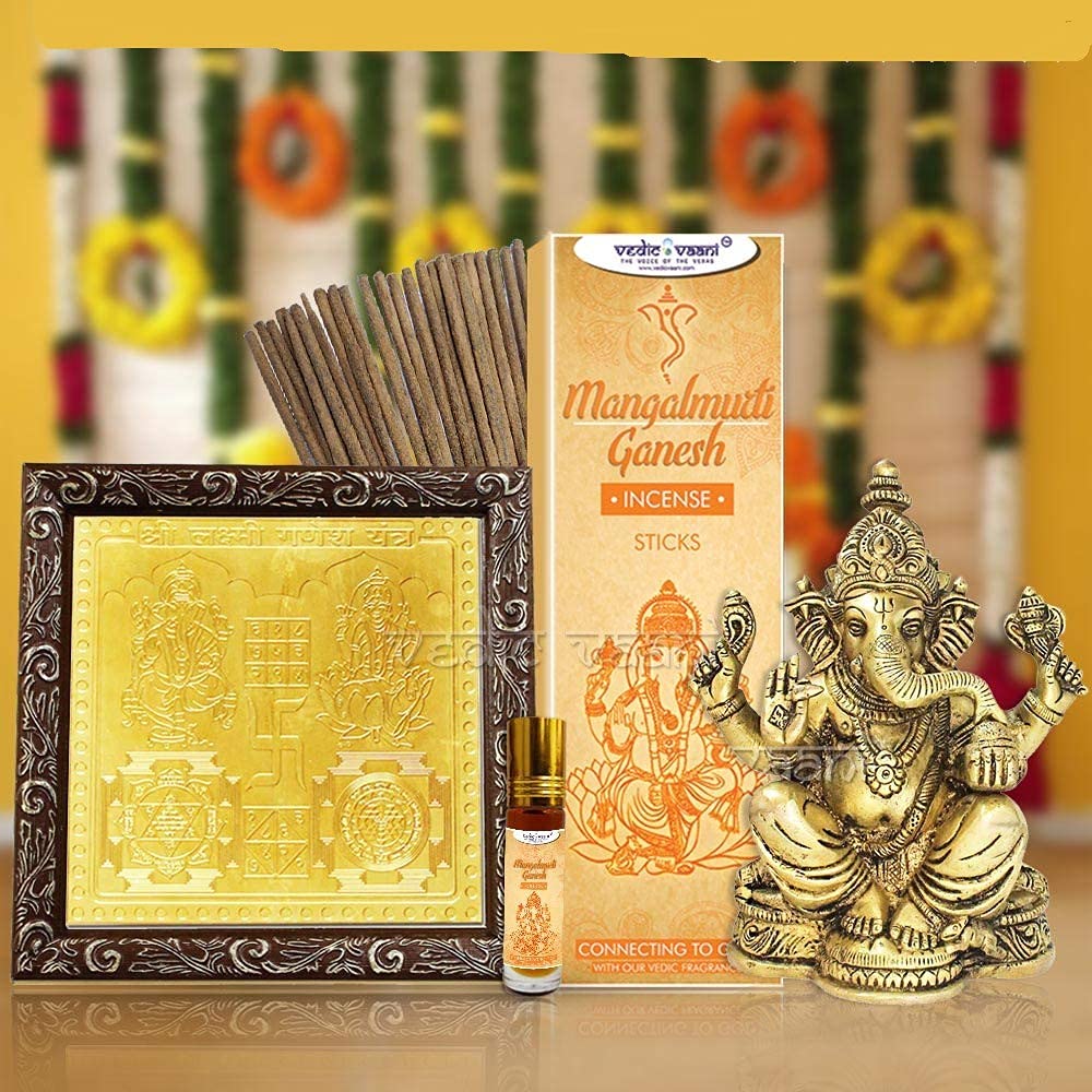 Vedic Vaani Lord Ganesha Ganesh Ganapati Baapa Statue + Mangalmurti