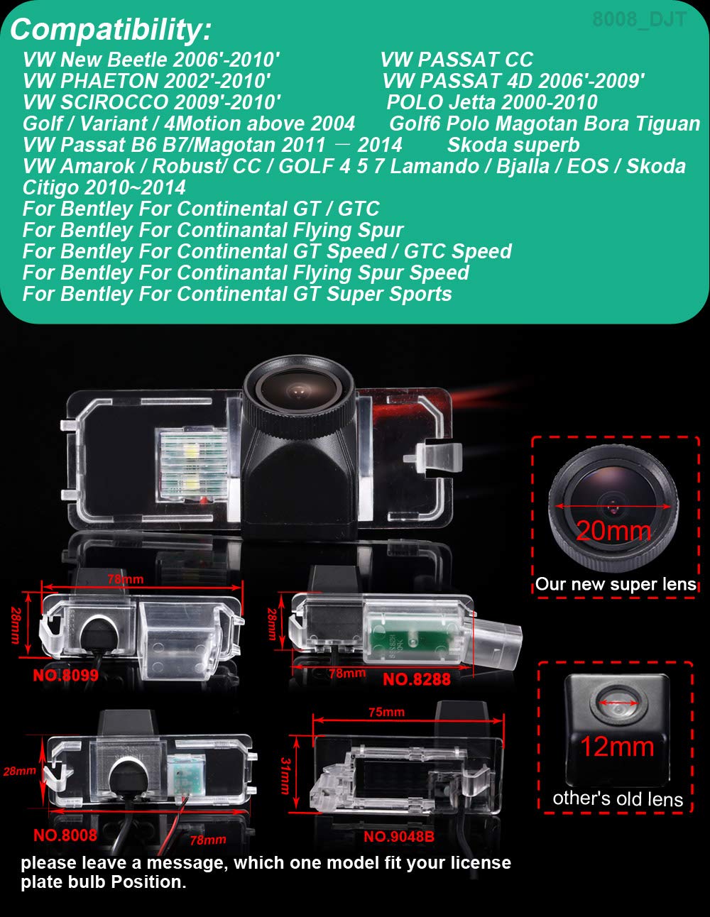 Telecamera posteriore super HD di ricambio per VW Passat CC/Skoda/Scirocco/Seat Leon 5F 4 Exeo ST Toledo/5P NH MK3 MK4/Lamando/Golf GTI 2008/VW Golf5/V/Golf7/MK7/VII/Passat CC/Skoda/VW Golf5 V/Passat