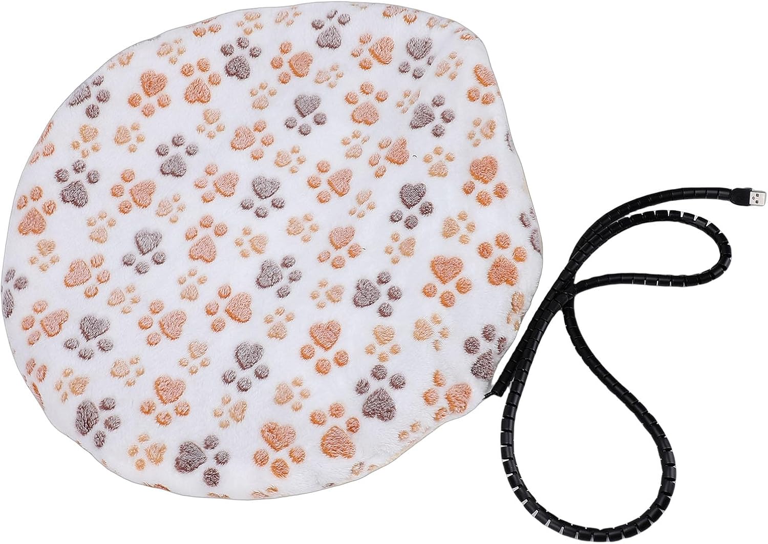 USB Pet Heating Pad, Double Sided Flannel Warm Dog Cat Heated Blanket with Portable USB Power, for Indoor Outdoor Winter Cold Weather (Milky Footprints)