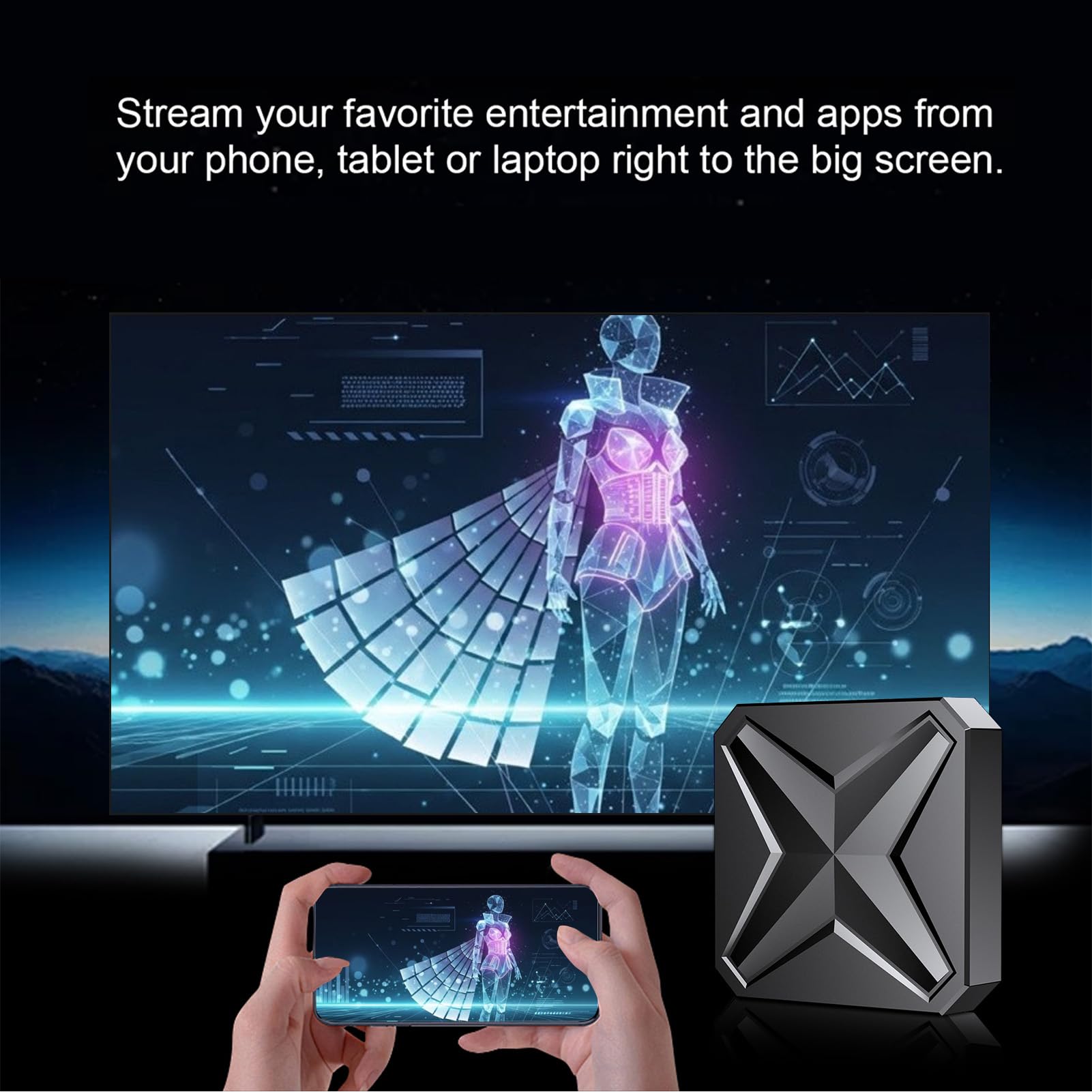 TV Box 8K, Odtwarzacz Multimediów Strumieniowych, 2 GB RAM i 16 GB ROM, Dwuzakresowe Wi-Fi 6 2,4G 5,8G, Pilot Głosowy, USB 3.0, Obsługa Rozszerzenia do 128 (wtyczka UE)