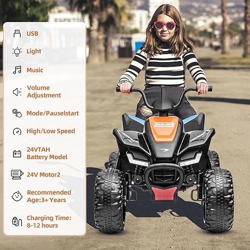 Miniatura 2 de PioneerWorks Mc-Laren - Auto de paseo con licencia oficial, 4 ruedas para niños de 3 años en adelante, ATV eléctrico alimentado por batería de 24 V