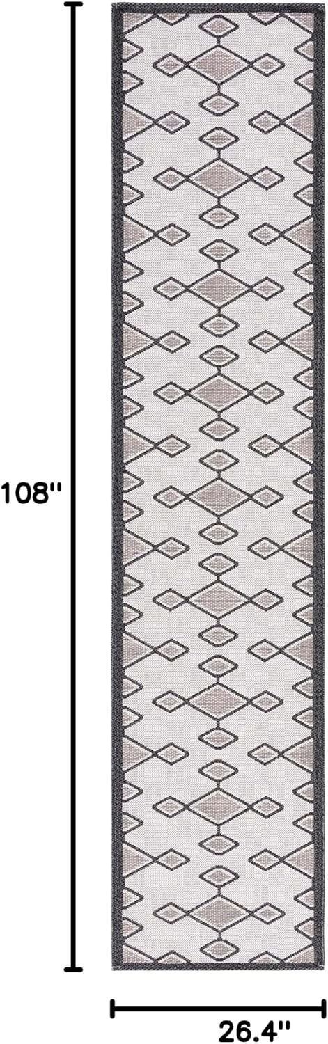 SAFAVIEH Augustine Collection Runner Rug - 2' x 9', Beige & Black, Rustic Tribal Design, Non-Shedding & Easy Care, Ideal for High Traffic Areas in Living Room, Bedroom (AGT439B)