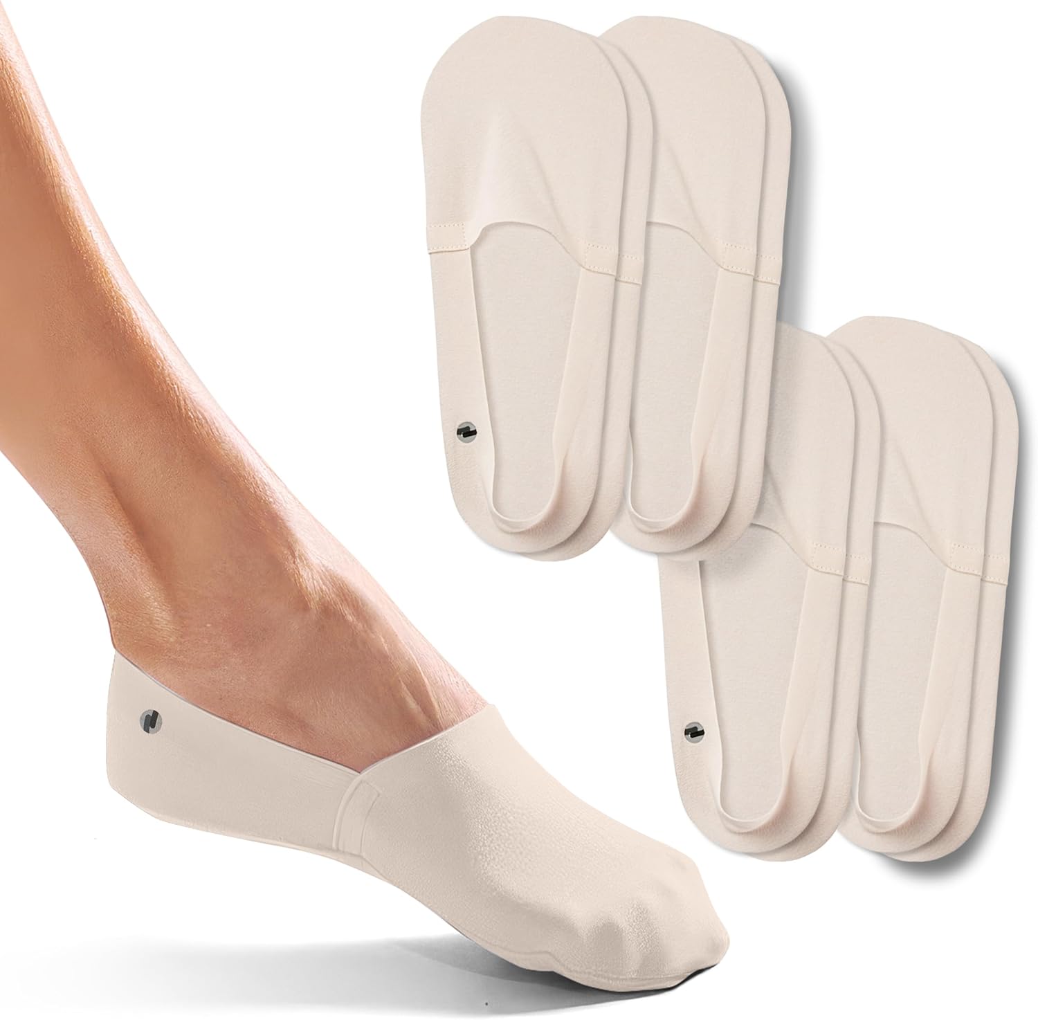 ONDO Organic No Show Cotton Socks – Invisible, Non-Slip, Soft Comfortable Toe – Men & Women – 4-Pack