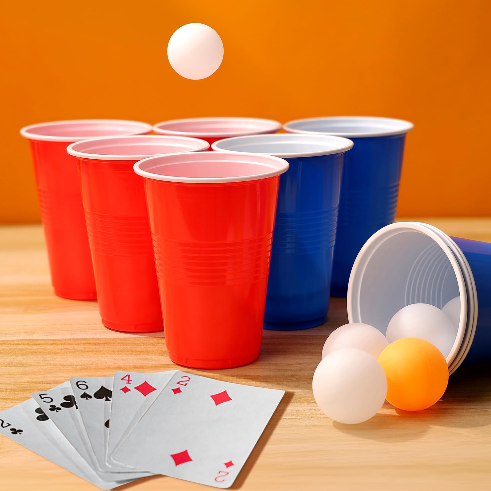 Zeawavsl Beer Pong Ping Pong Kit, Bicchieri da Beer Pong Contiene 50 Bicchieri e 12 Palline da Ping Pong, Bicchieri da Beer Pong da 500 ml Bicchieri da Beer Pong Riutilizzabili