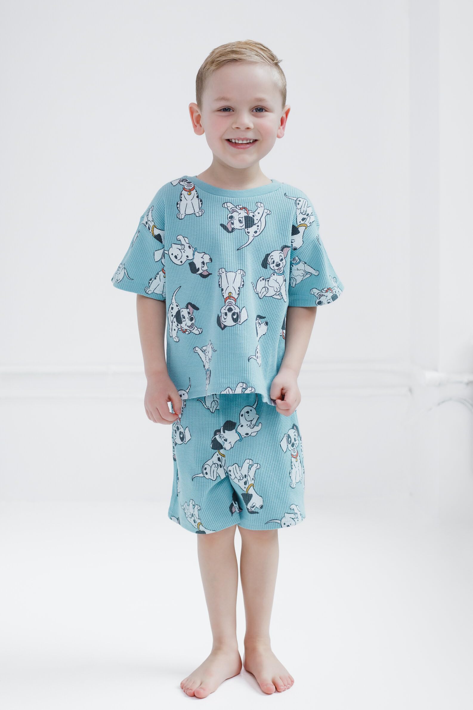 Disney Conjunto de camiseta y pantalones cortos de punto de gofre, para recién nacidos y niños pequeños (de 0 a 3 meses a 5)