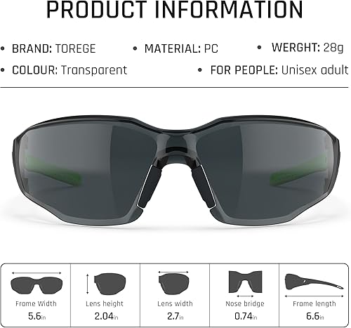 Miniatura 7 de TOREGE Gafas de seguridad resistentes a los arañazos con lente transparente antivaho y marcos ajustables, protección ocular para hombres y mujeres