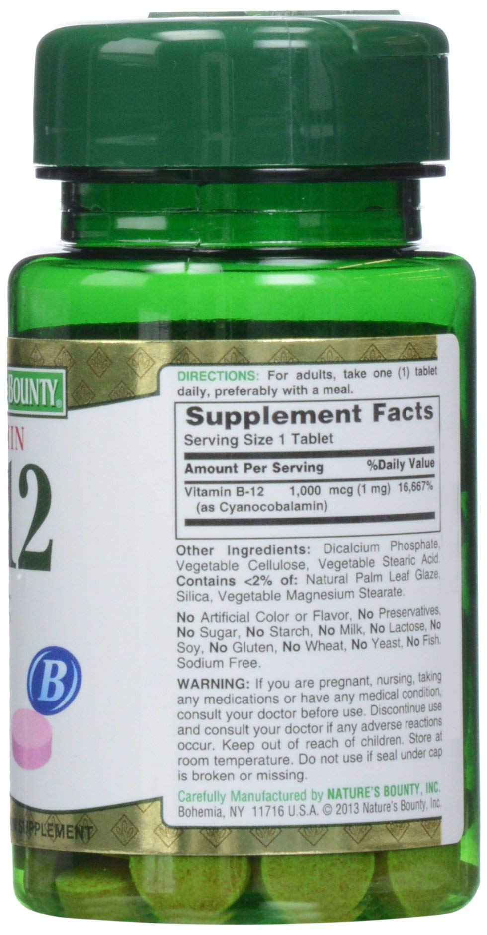 Nature's Bounty Vitamin B-12 1000 mcg Tablets, 100 Count (Pack of 1) — Amazon image 2