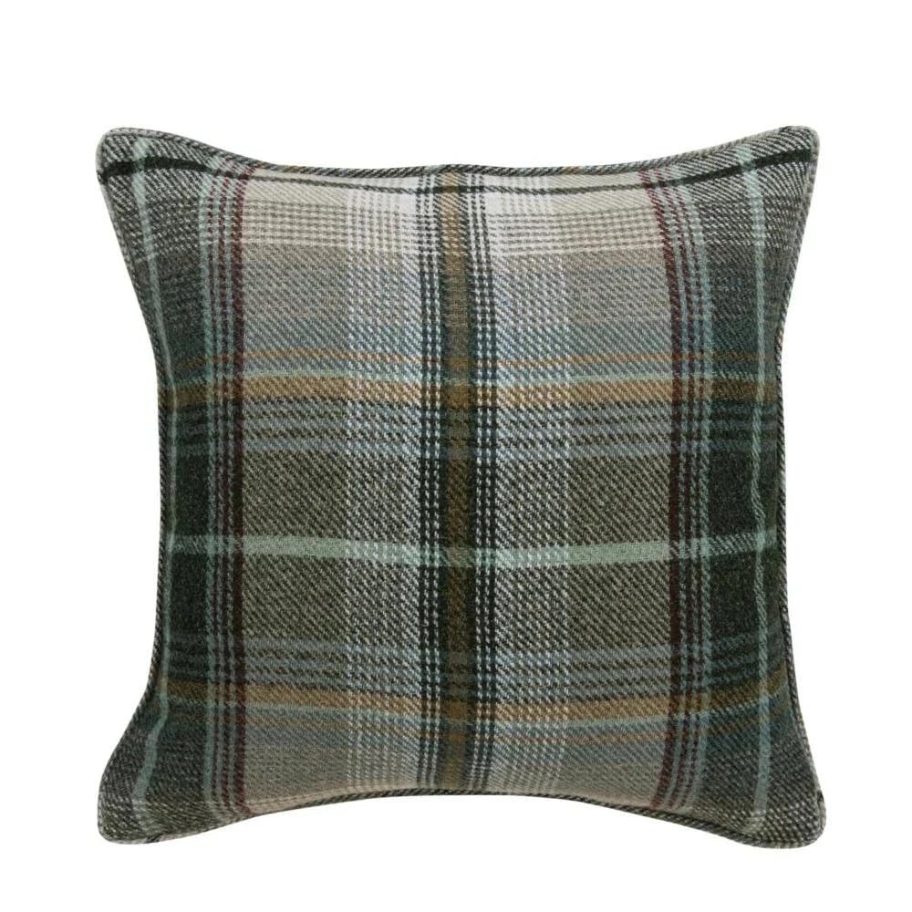 Maple Textiles Set of 2 Tartan Classic Check Plaid Brushed Wool Feel Cushion Covers, |Pillowcases Throw Decorative 17'' x 17'' (43 x 43 cm) For Sofa Chair Bed Car (Green)