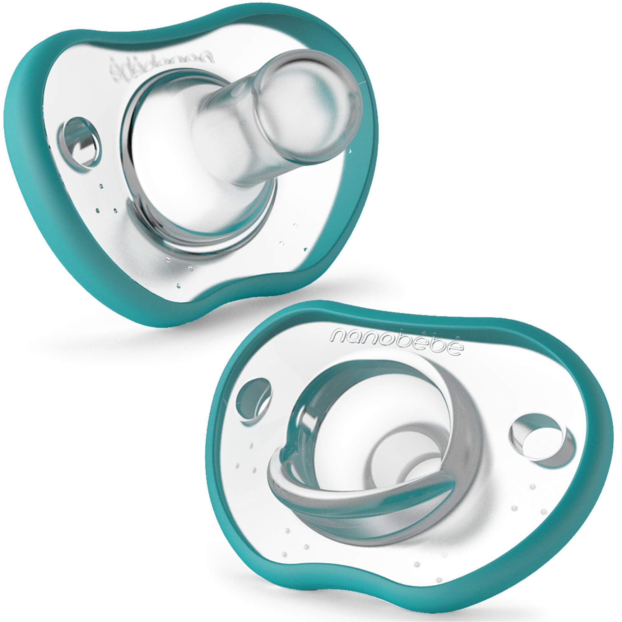 Nanobebe Baby Soothers 0-3 Month - Orthodontic, Curves Comfortably with Face Contour, Award Winning for Breastfeeding Babies, 100% Silicone - BPA Free. Perfect Baby Gift 2pk, Grey — view 11