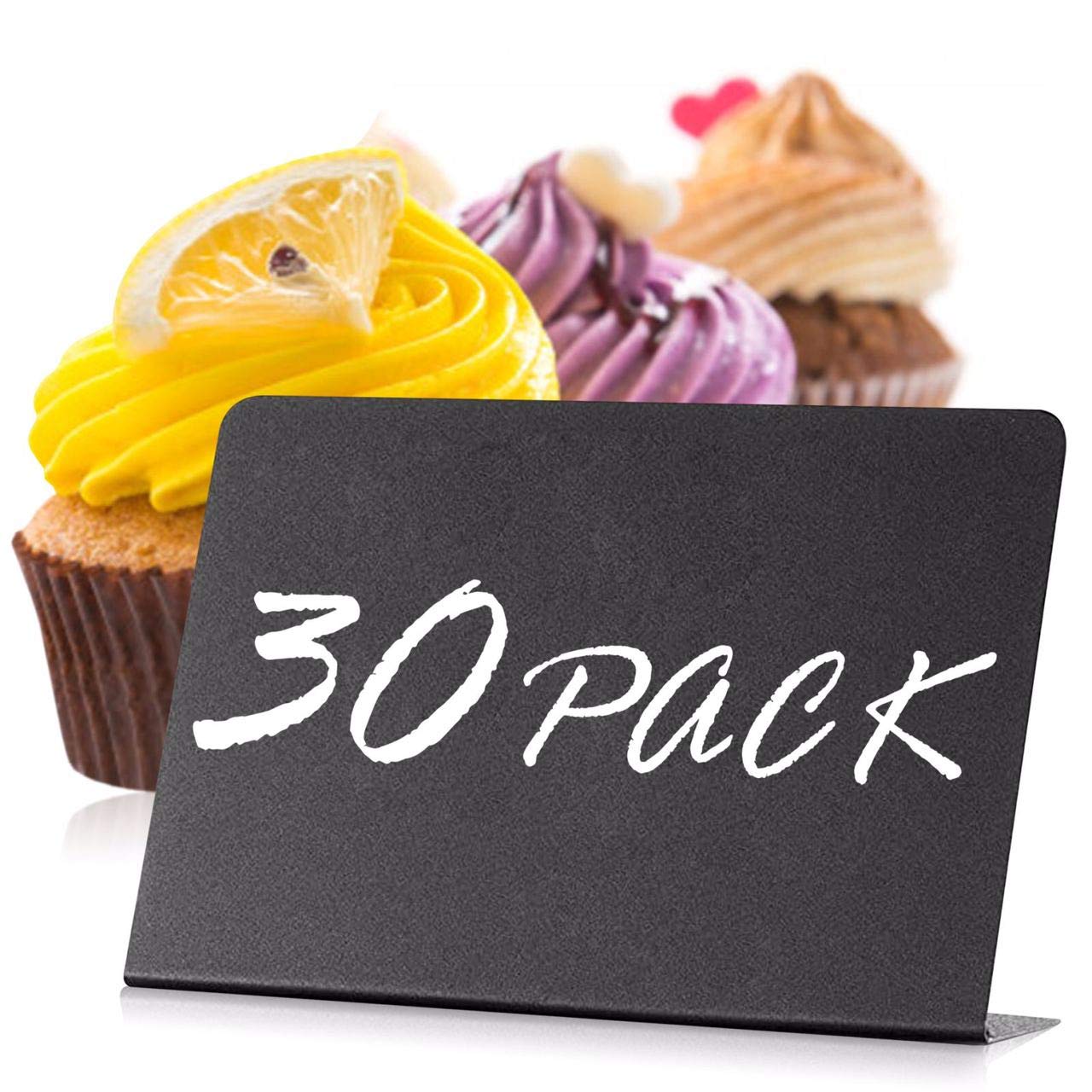 30 Pack Mini Chalkboard Signs 3x4 for Buffet & Table Use – Small Reusable Food Labels - Plastic Blackboard Display Cards for Wedding - Catering Vendor
