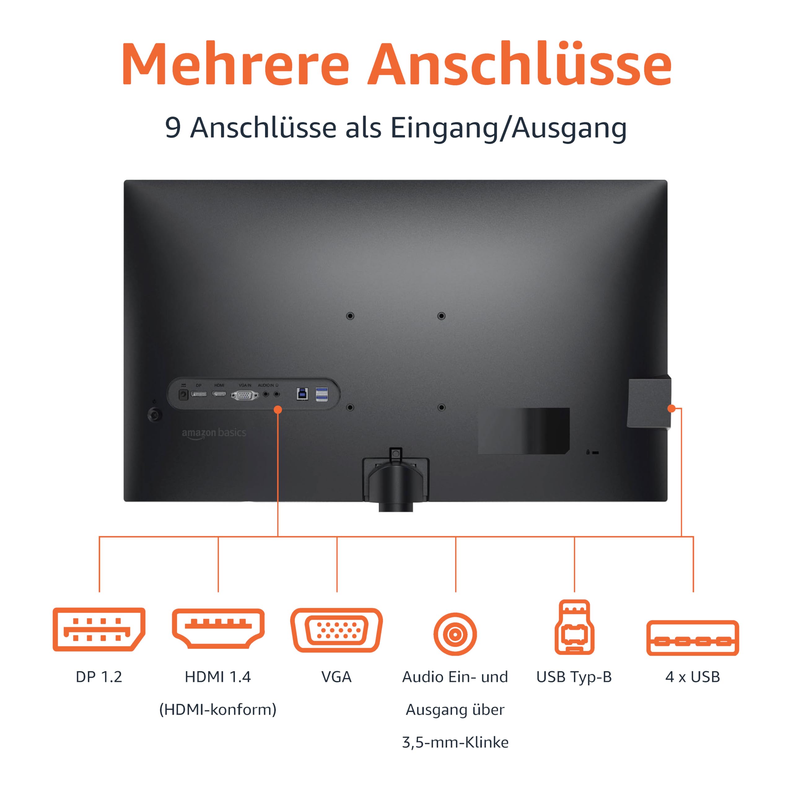 Amazon Basics Monitor 27 Zoll (68.6 cm), FHD 1080p, max. 100 Hz, VESA-kompatibel, integrierte Lautsprecher, Schwarz