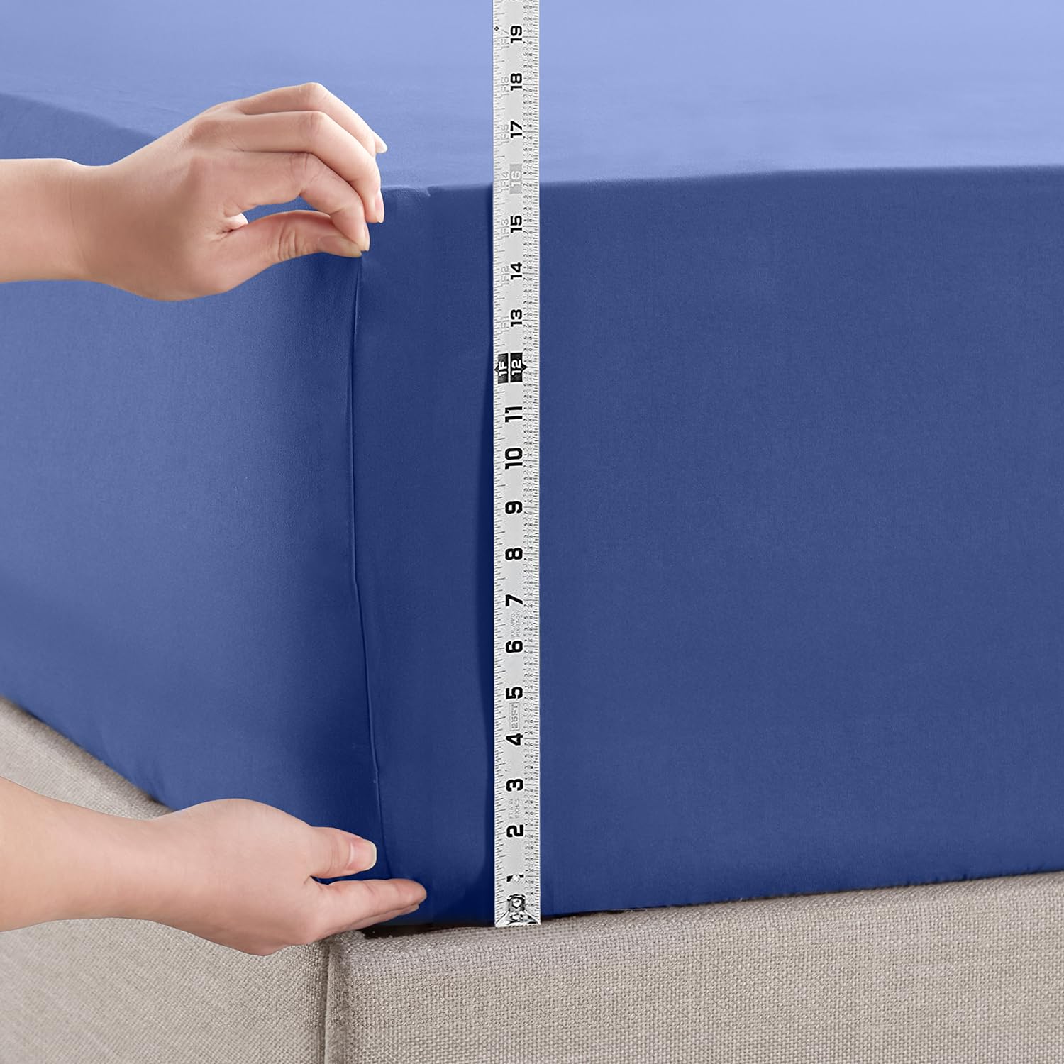 Prześcieradło z gumką z miękkiej mikrofibry, głęboka kieszeń, 40 cm, odprowadzające wilgoć, kurczenie się i blaknięcie, spokojny niebieski, przytulna pościel dla wygodnego snu