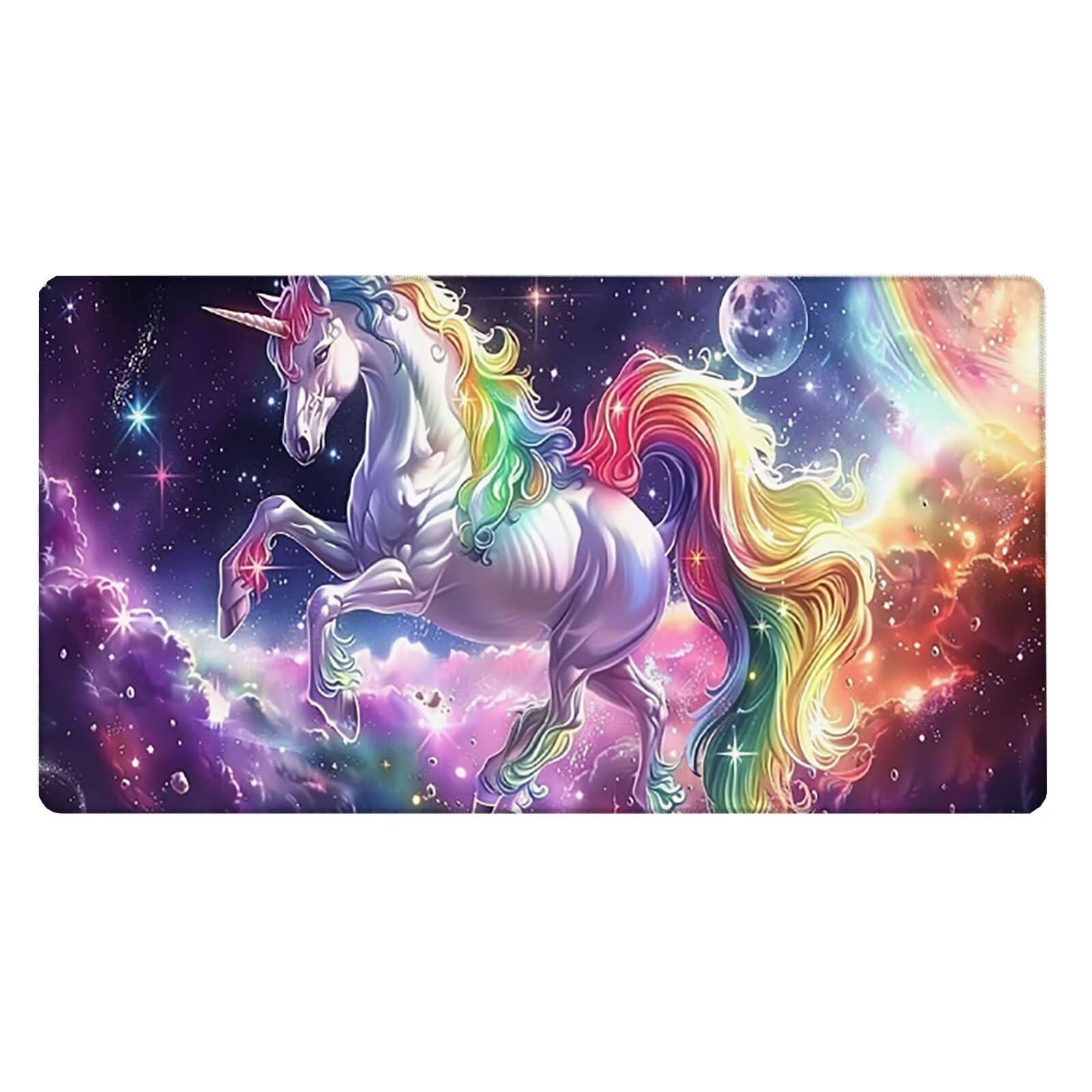 Tappetino Mouse XXL, 70x140cmx3mm Mouse Pad Impermeabile Grand, Gaming Tappetino Per Mouse, Base Antiscivolo in Gomma, Accessori Scrivania, Ufficio Accessori, Cavallo Bianco Stellare JX6B-719