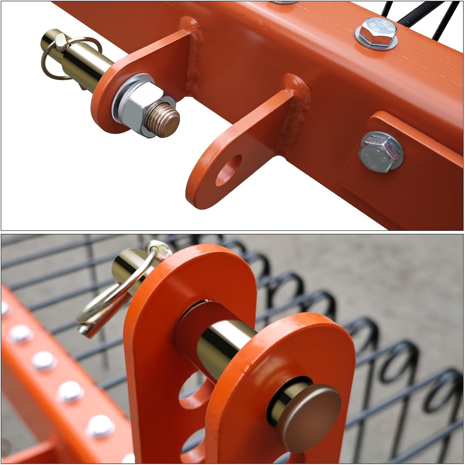 72" Pine Straw Rake Heavy Duty Steel Spring Landscape Rake for Tractors,Suitable for Cat1 Cat2 Tactors, Orange