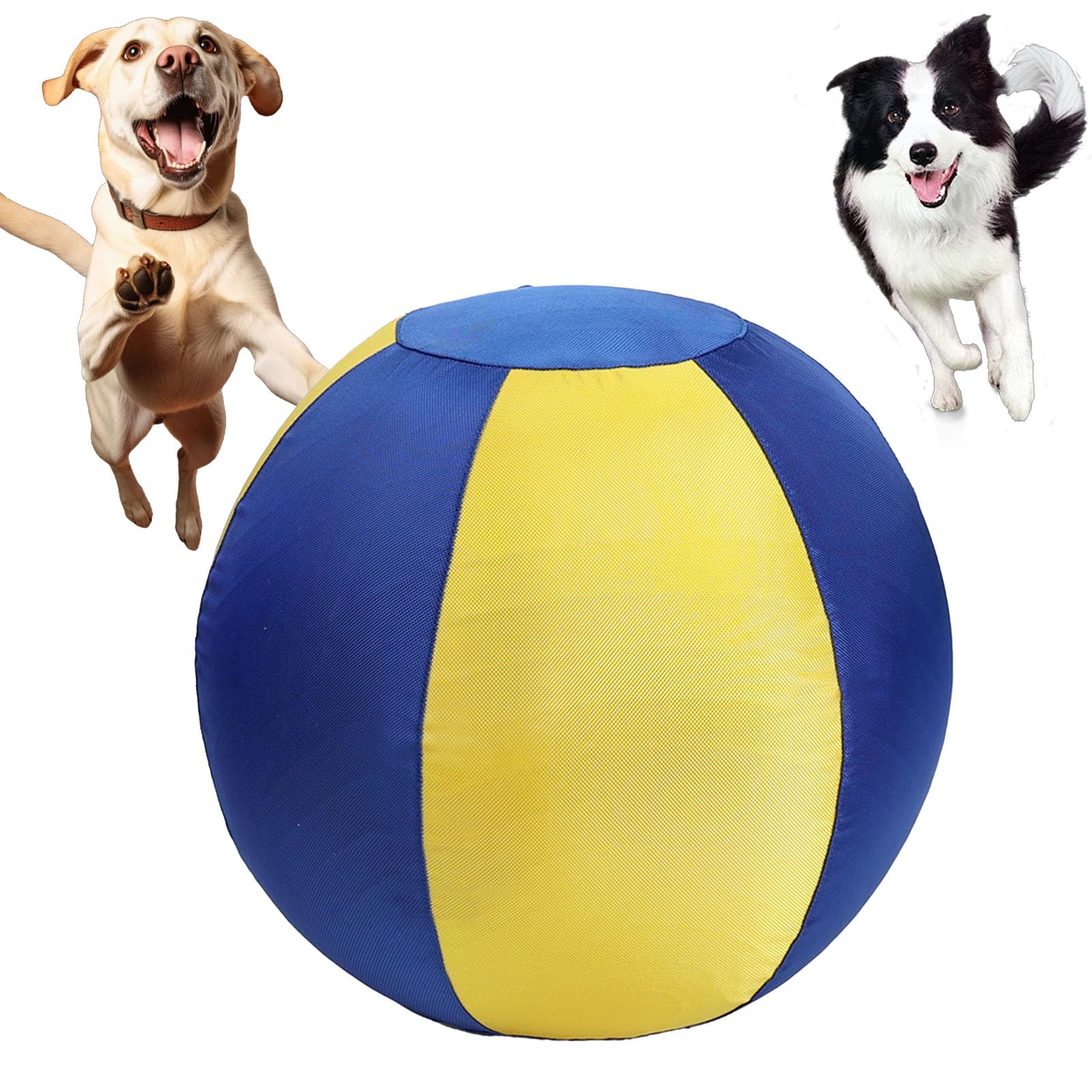 Generisch Verbesserter Treibball für Hunde Bissfest, Riesen Hundeball und Herding Ball Hund, Interaktives Hundespielzeug für Draußen (Yellow Without Strap,Small)
