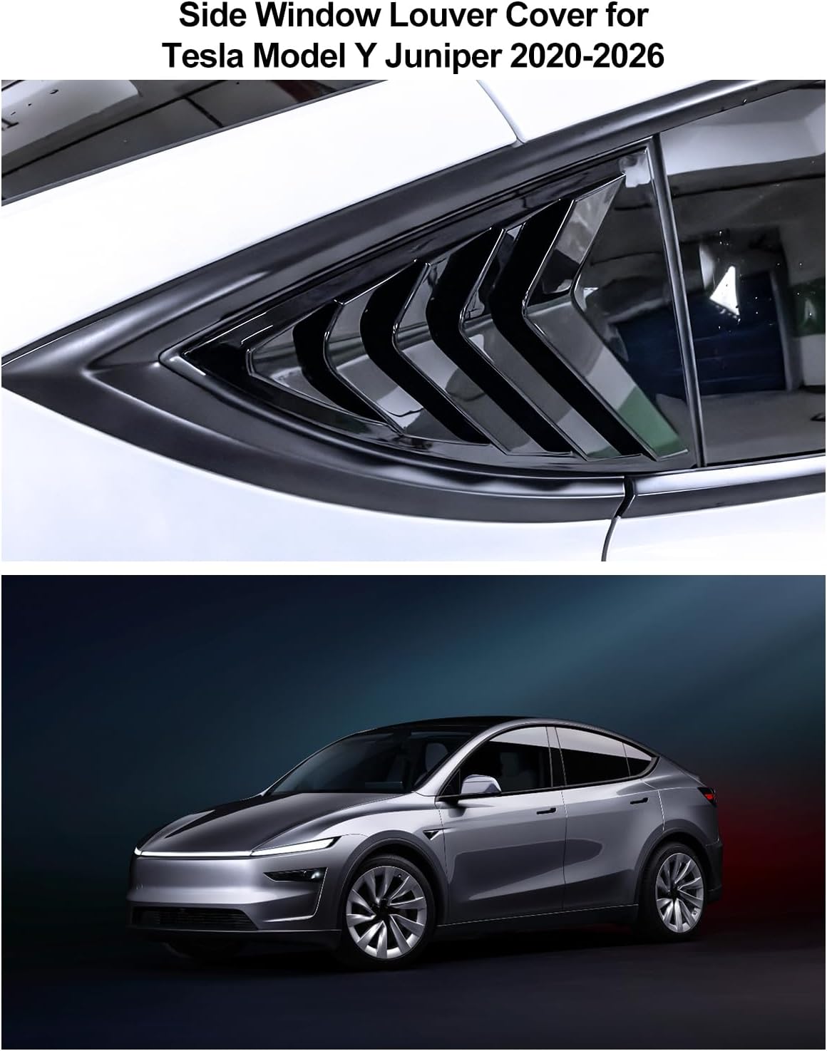 for Tesla Rear Side Window Cover Louver Model Y Refreshed Juniper Accessories 2020-2026 ABS Side Window Louver Cover Sport Style Rear Window Blinds Air Vent Scoop Shades Exterior Decoration