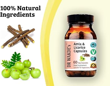 DR WAKDE's Amla & Licorice Capsules (60 Veg Caps, for Acid Indigestion, Ayurvedic Supplement, Vegan, Herbal, All Natural, Made in UK)