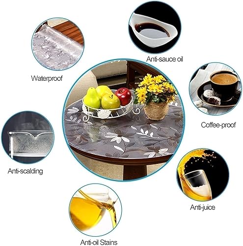 Miniatura 4 de Mantel protector de mesa de comedor de plástico transparente redondo Cosmos Flower Desk Pad Mat muebles de madera mantel de mesa rollo de tela